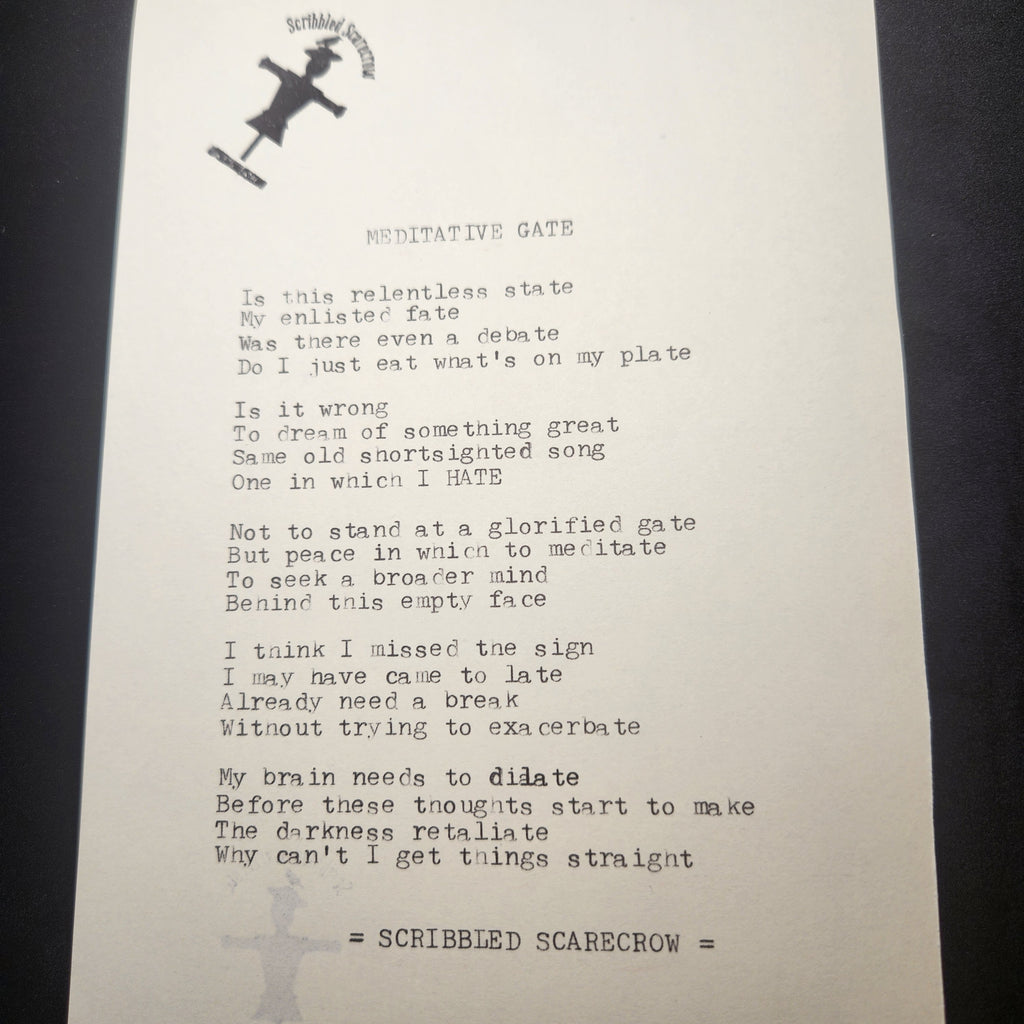 Meditative Gate-Typewriter Poem 8.5x5.5"