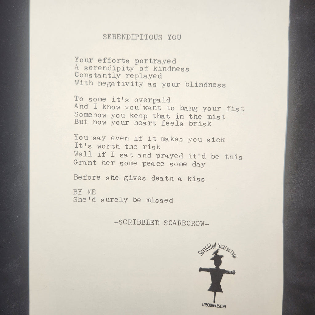 Serendipidous You-Typewriter Poem 8.5x5.5"