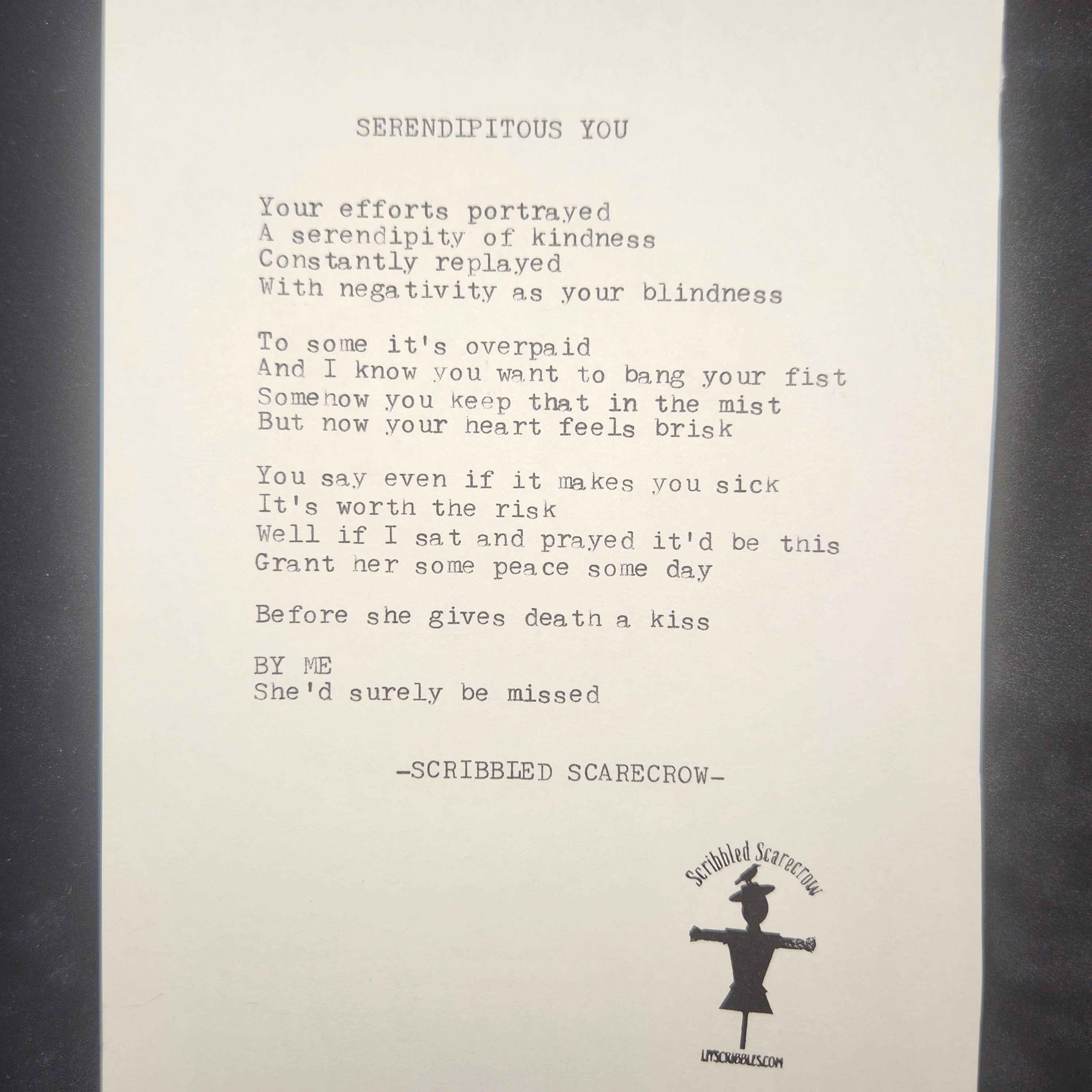 Serendipidous You-Typewriter Poem 8.5x5.5"