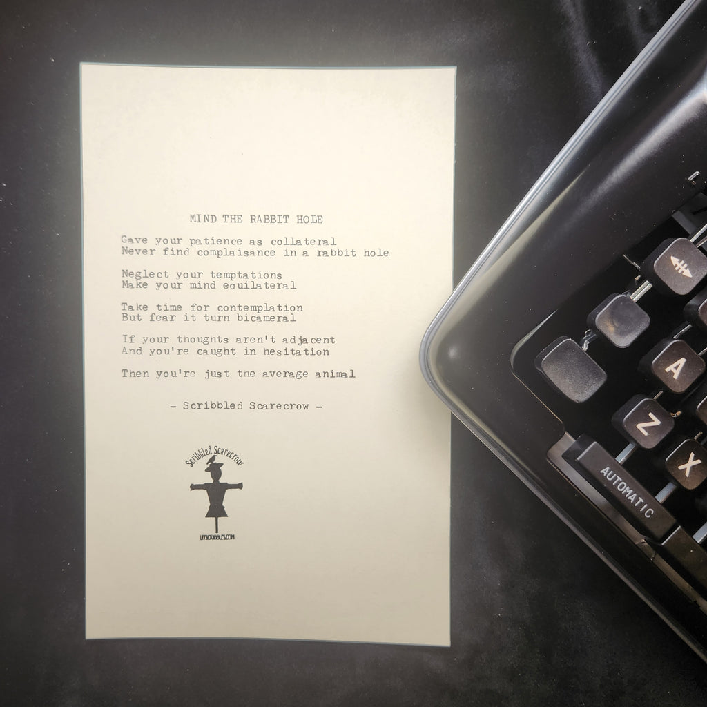Rabbit Hole-Typewriter Poem 8.5x5.5"