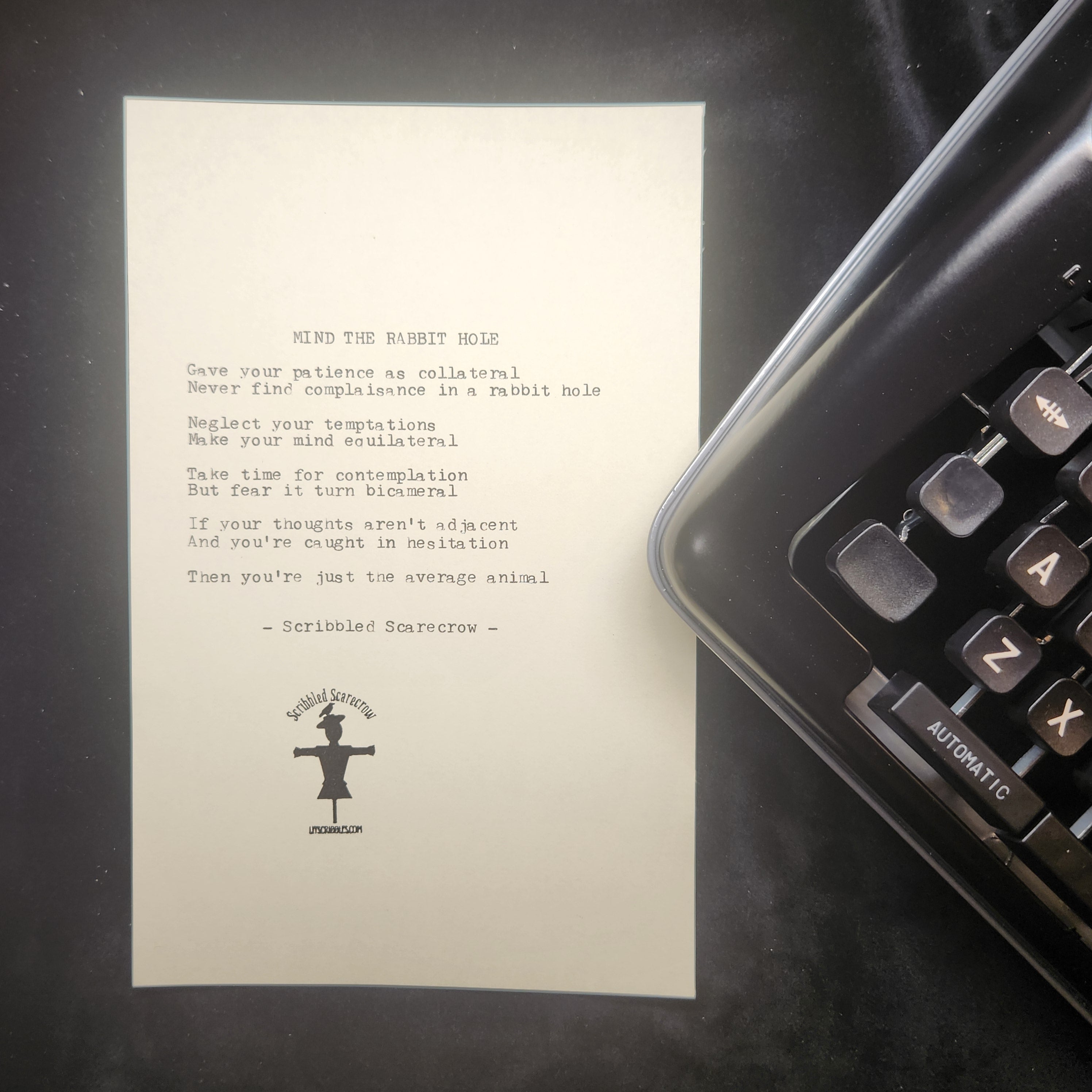Rabbit Hole-Typewriter Poem 8.5x5.5"