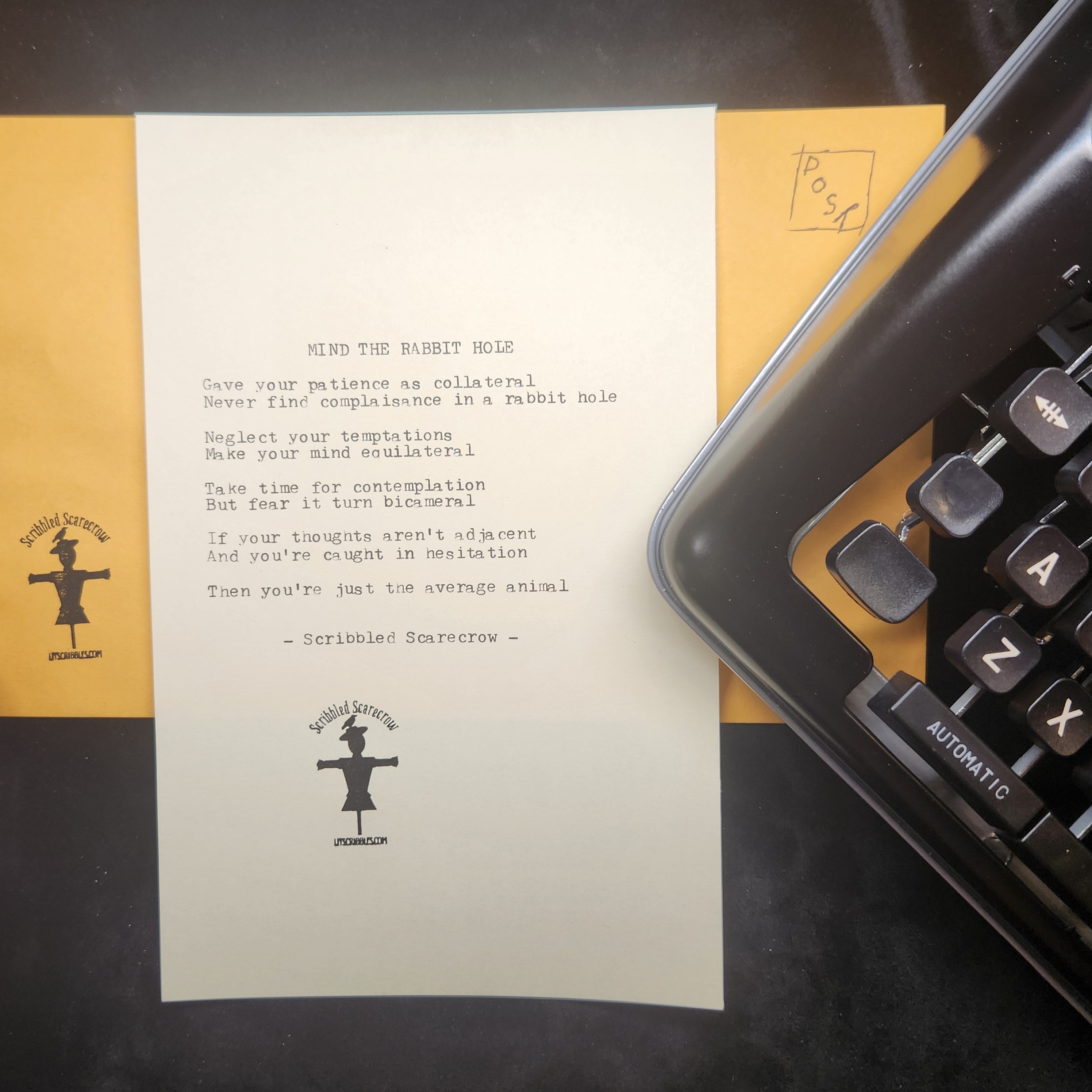 Rabbit Hole-Typewriter Poem 8.5x5.5"