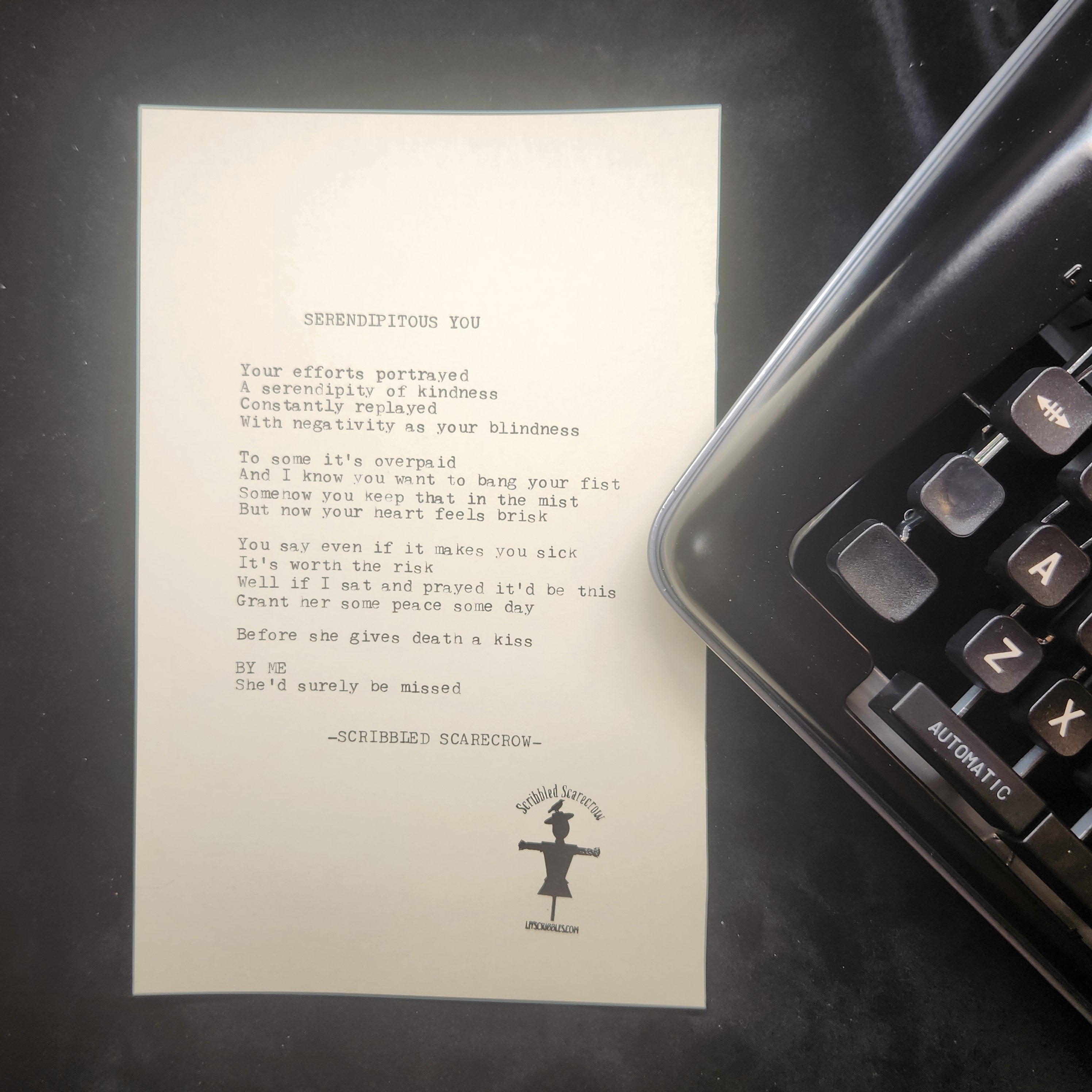 Serendipidous You-Typewriter Poem 8.5x5.5"
