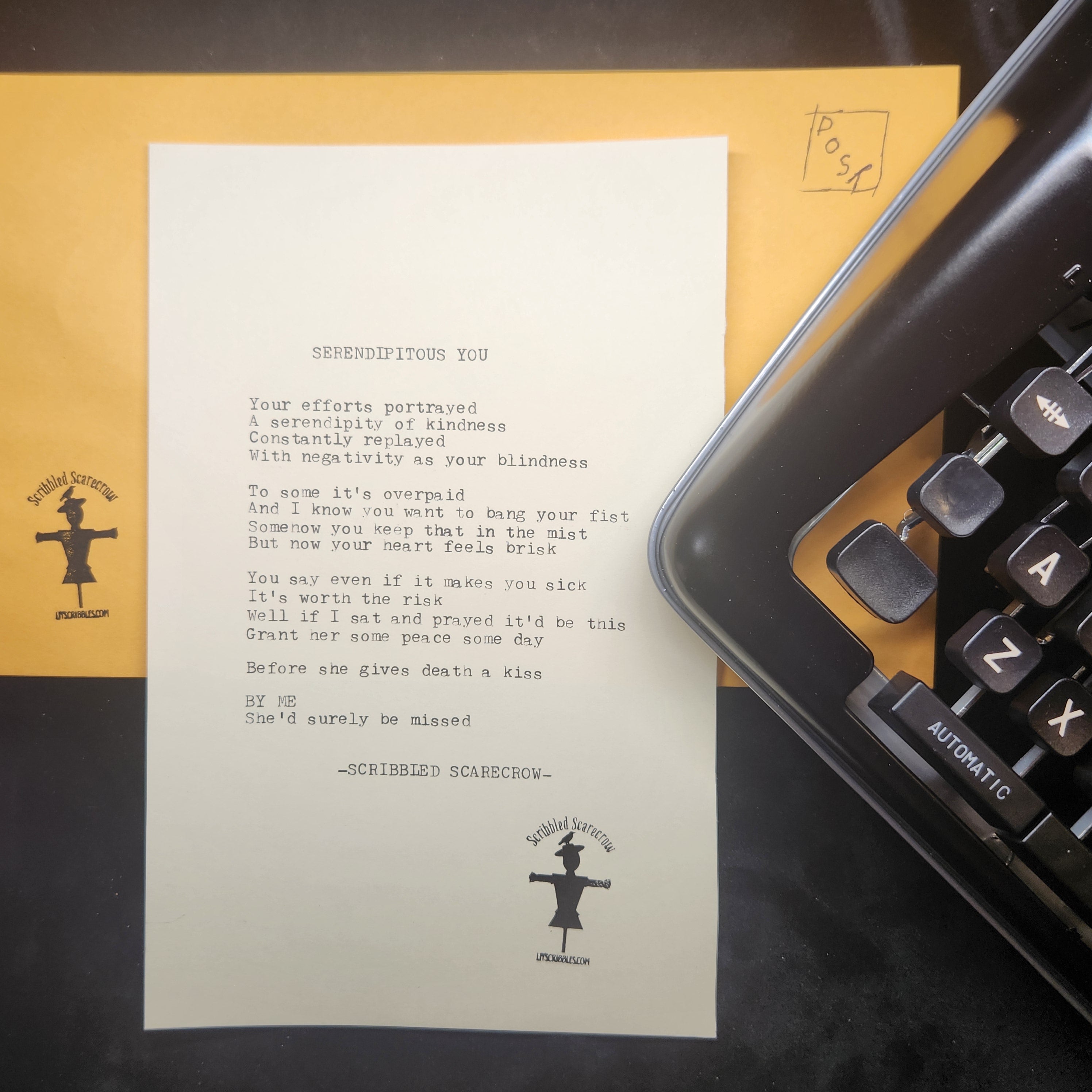 Serendipidous You-Typewriter Poem 8.5x5.5"