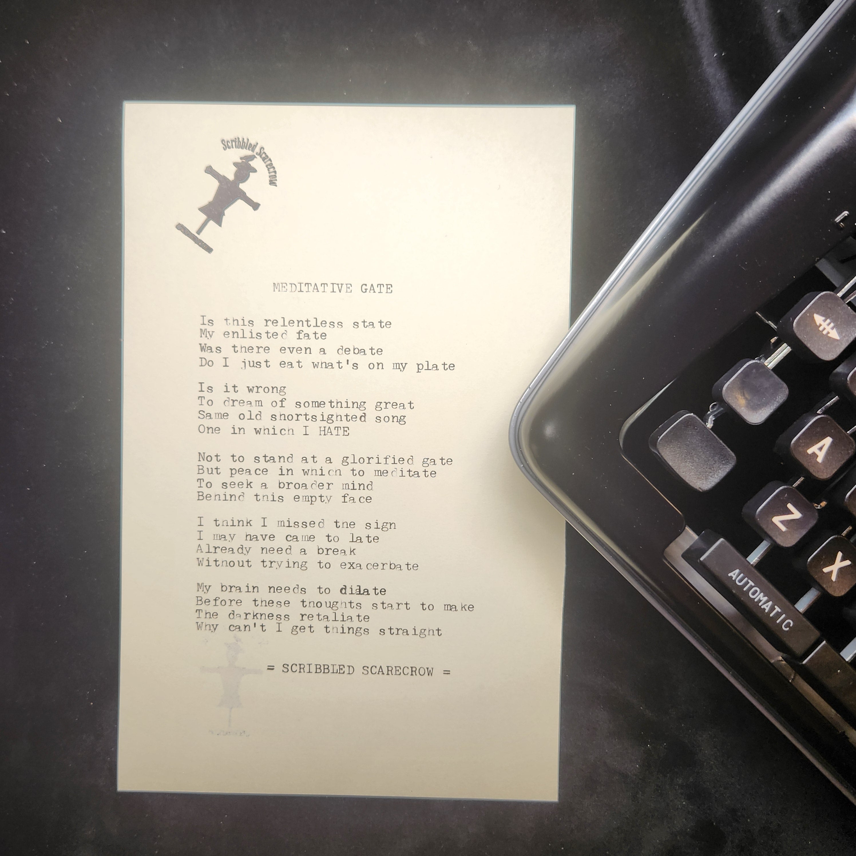 Meditative Gate-Typewriter Poem 8.5x5.5"