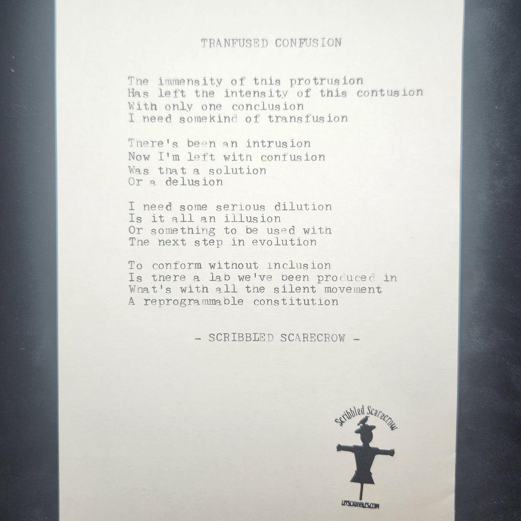 Transfused Confusion-Typewriter Poem 8.5x5.5"