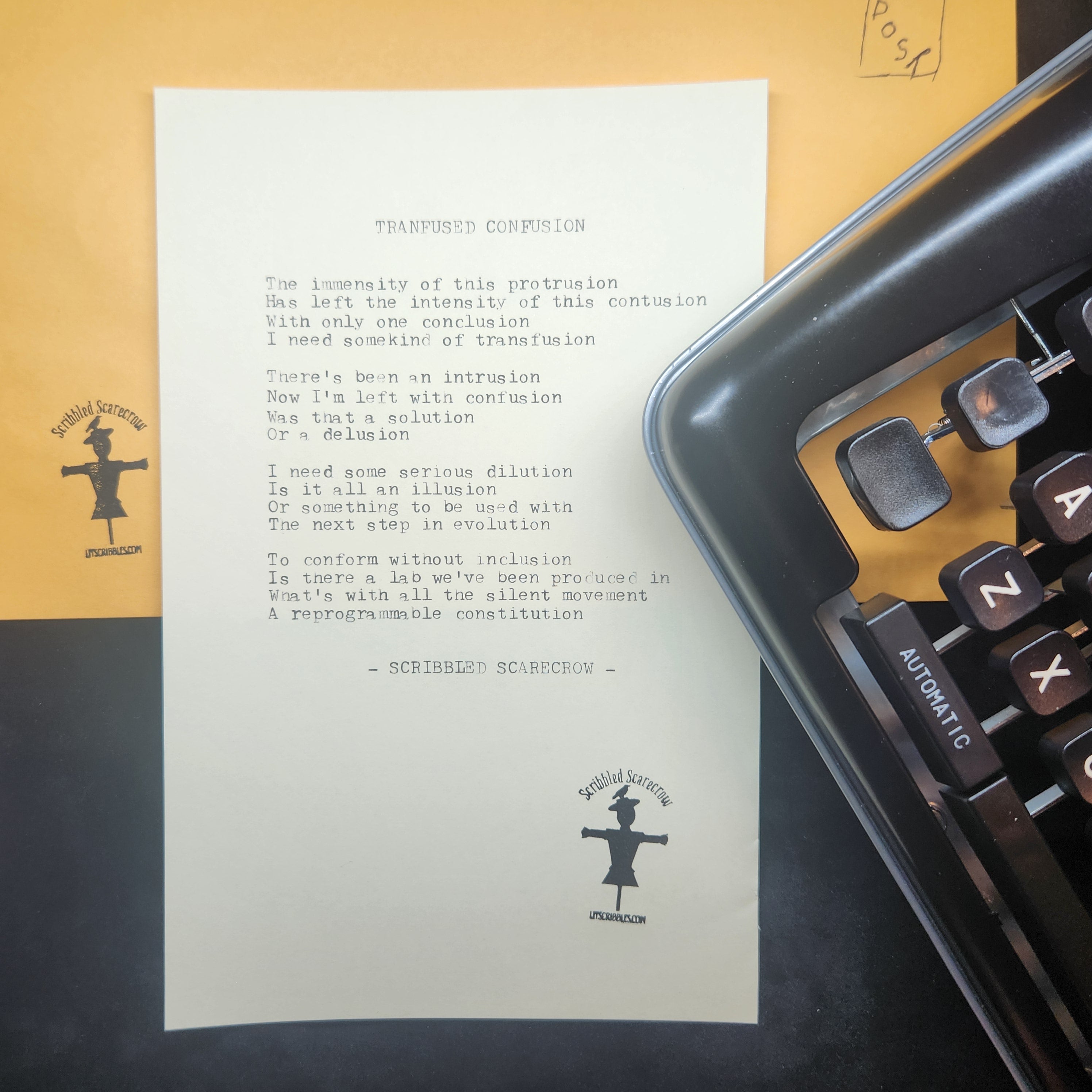 Transfused Confusion-Typewriter Poem 8.5x5.5"