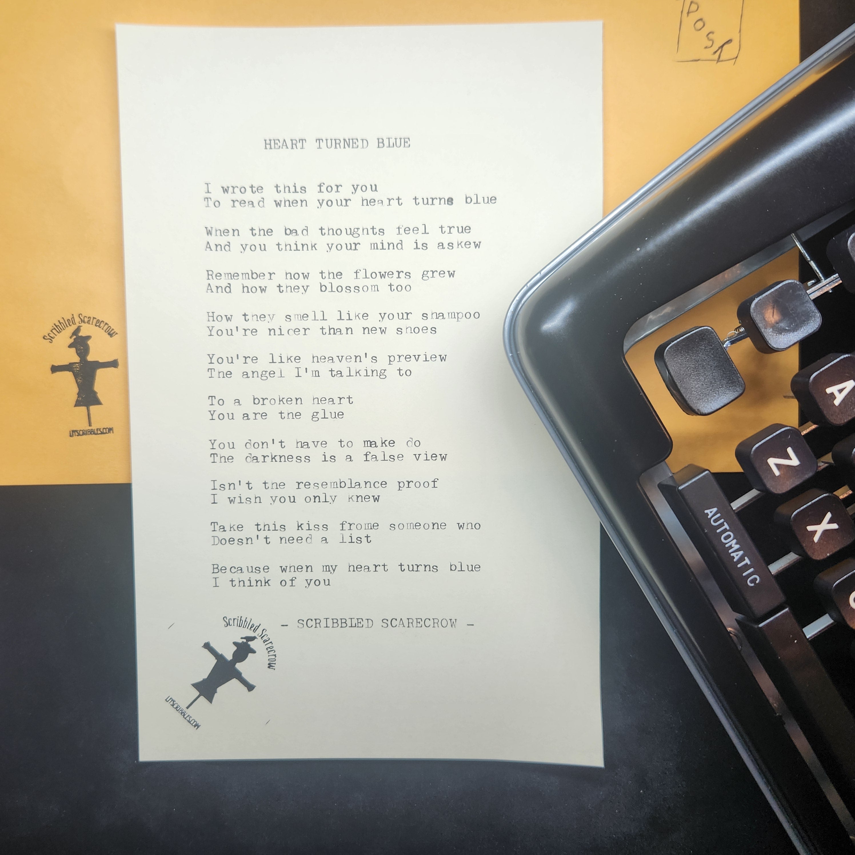 Heart Turned Blue-Typewriter Poem 8.5x5.5"