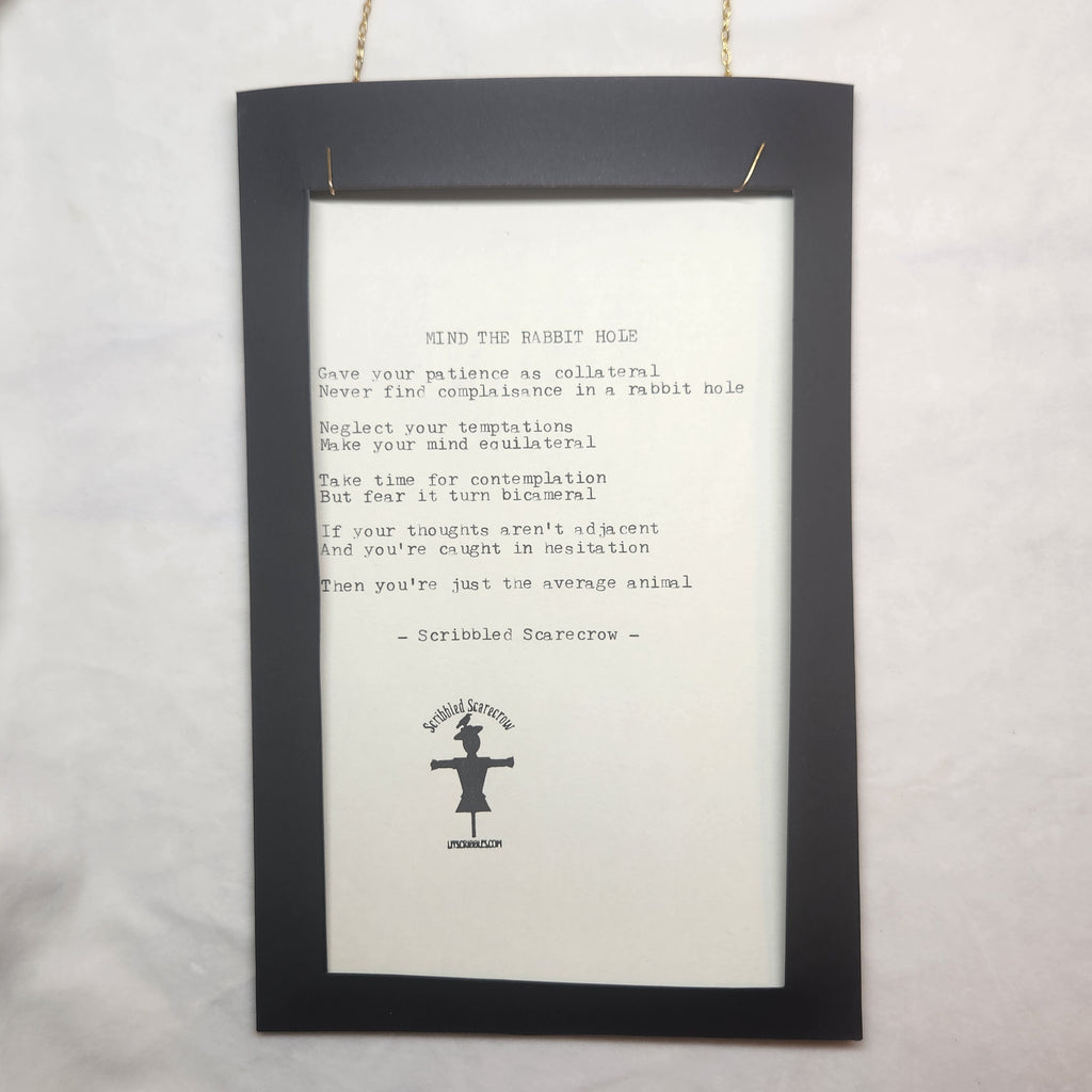 Rabbit Hole-Typewriter Poem 8.5x5.5"