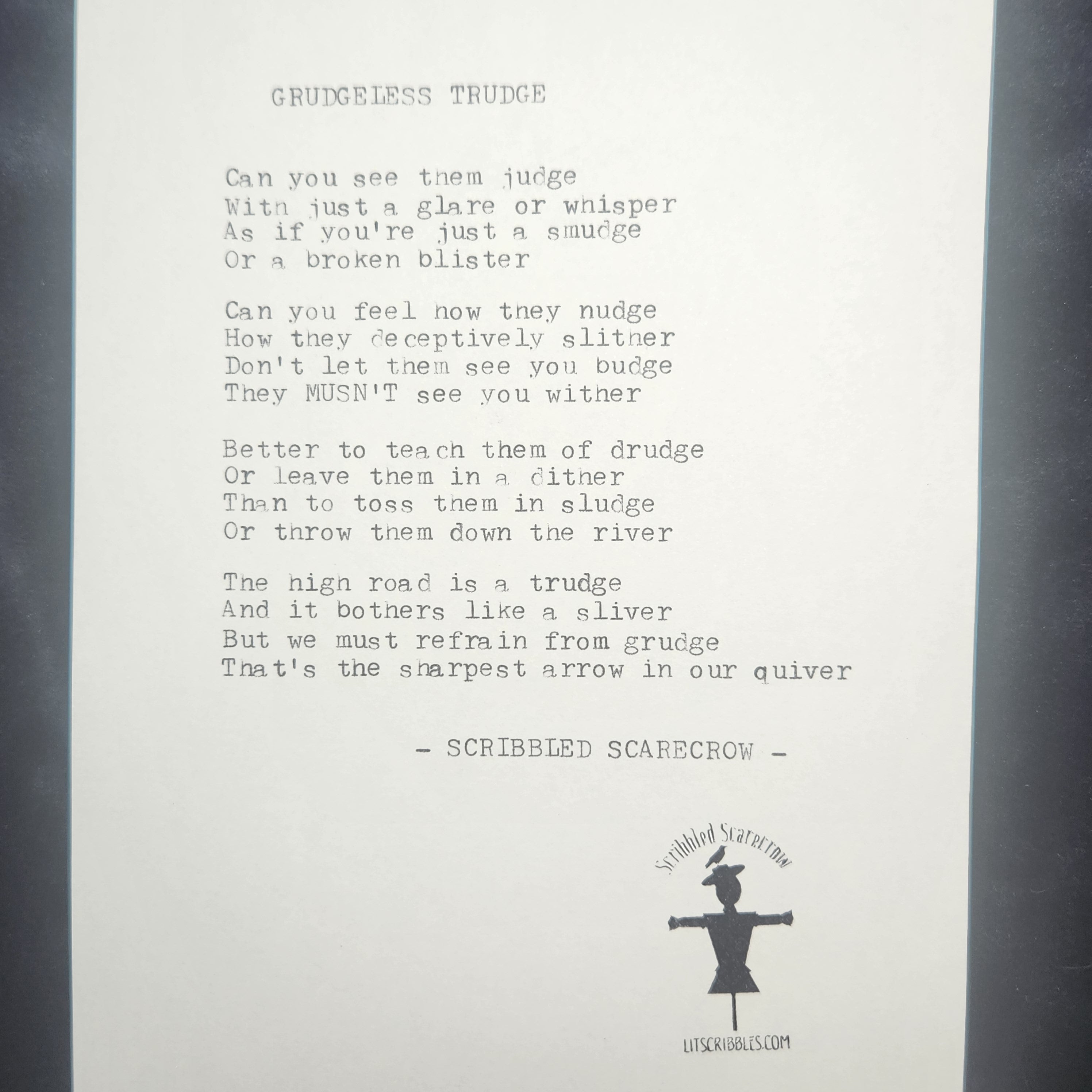 Grudgeless Trudge-Typewriter Poem 8.5x5.5"