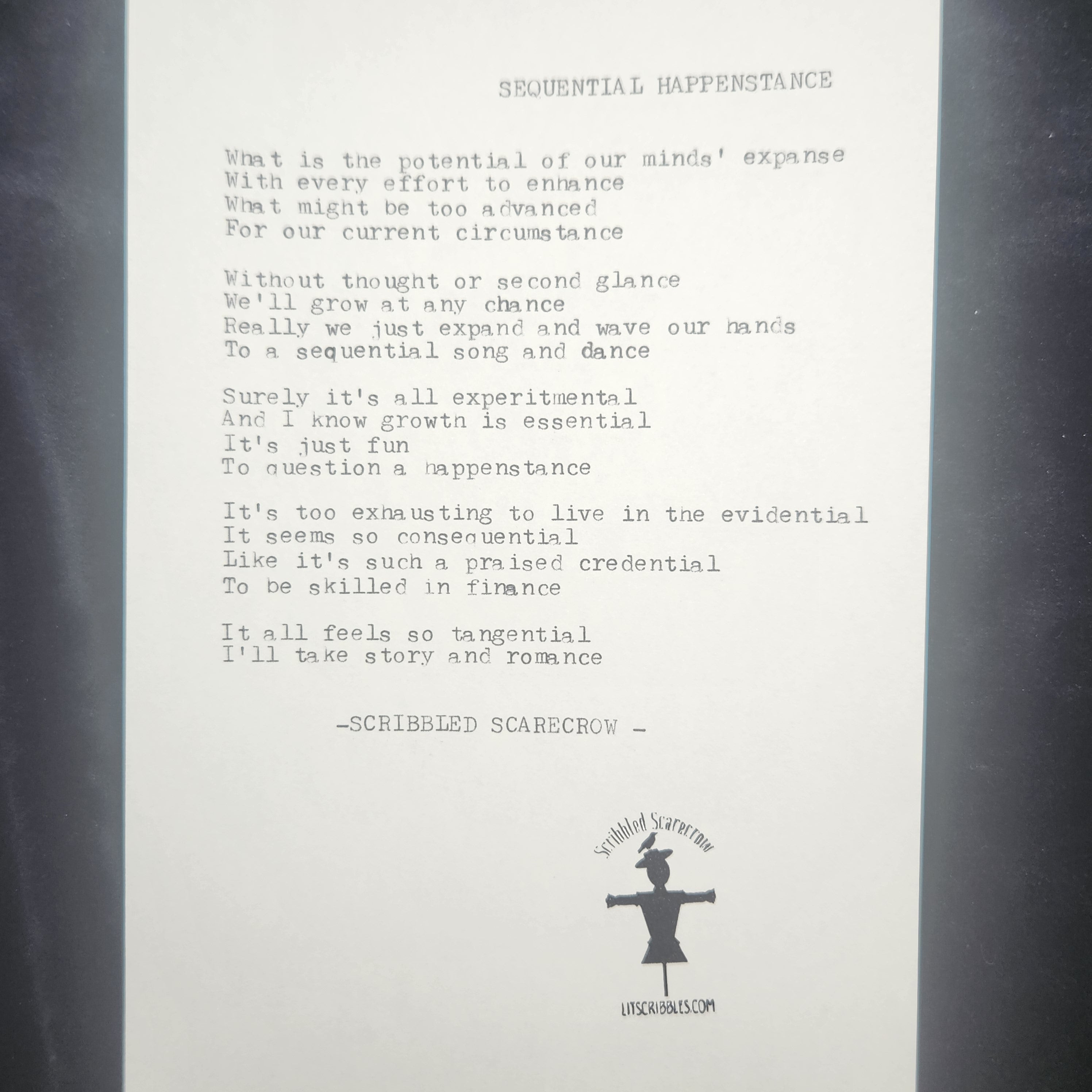 Sequential Happenstance-Typewriter Poem 8.5x5.5"