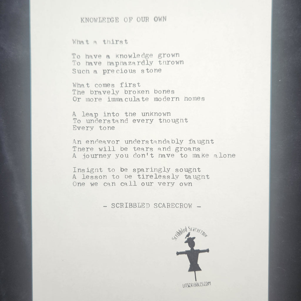 Knowledge of Our Own-Typewriter Poem 8.5x5.5"