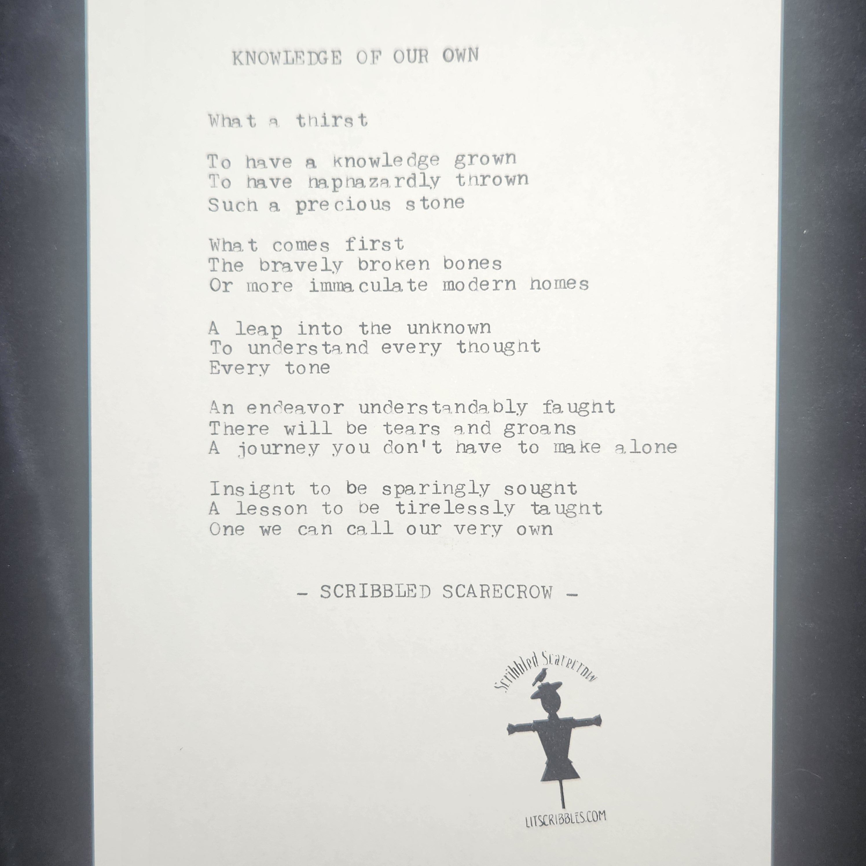 Knowledge of Our Own-Typewriter Poem 8.5x5.5"