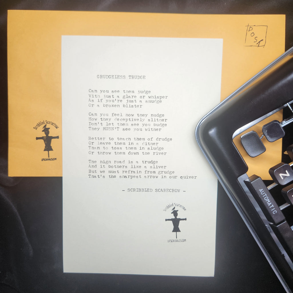 Grudgeless Trudge-Typewriter Poem 8.5x5.5"