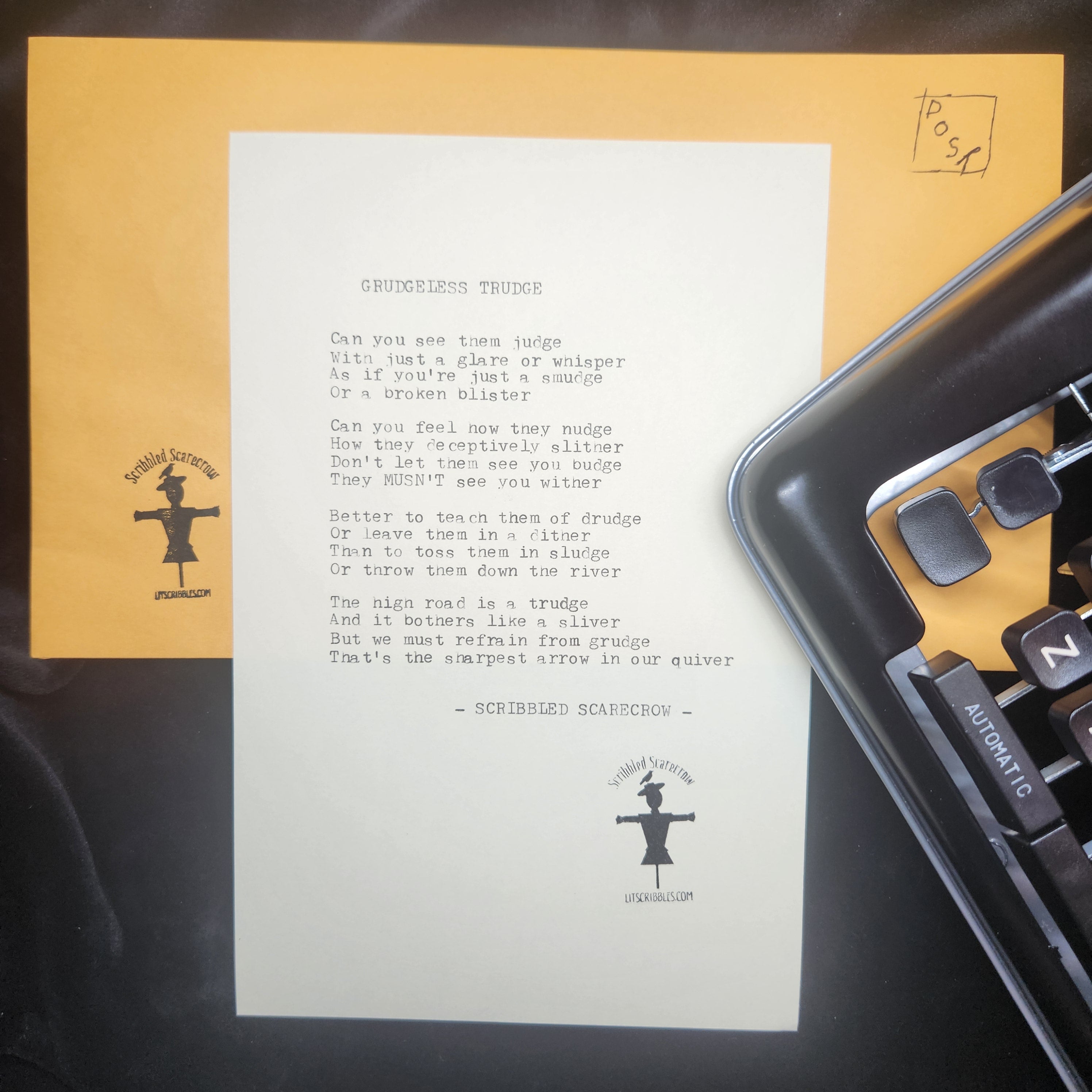 Grudgeless Trudge-Typewriter Poem 8.5x5.5"