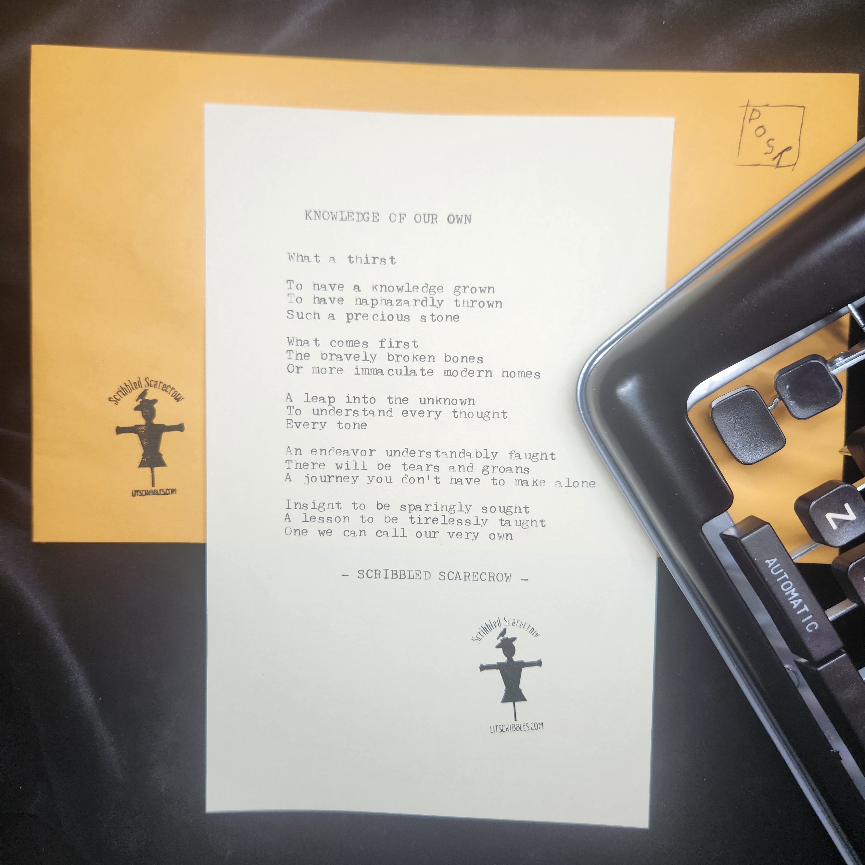 Knowledge of Our Own-Typewriter Poem 8.5x5.5"