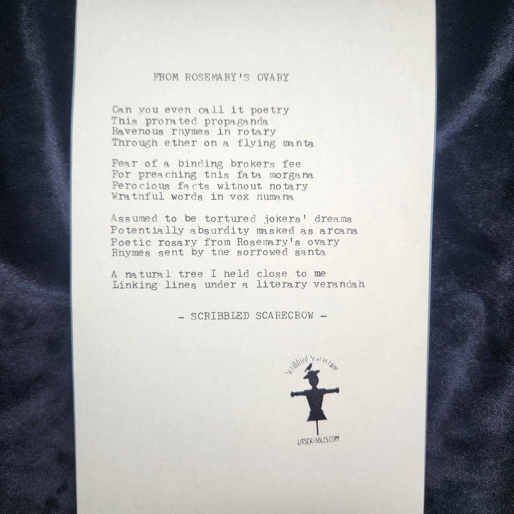 Rosemary's Ovary-Typewriter Poem 8.5x5.5"