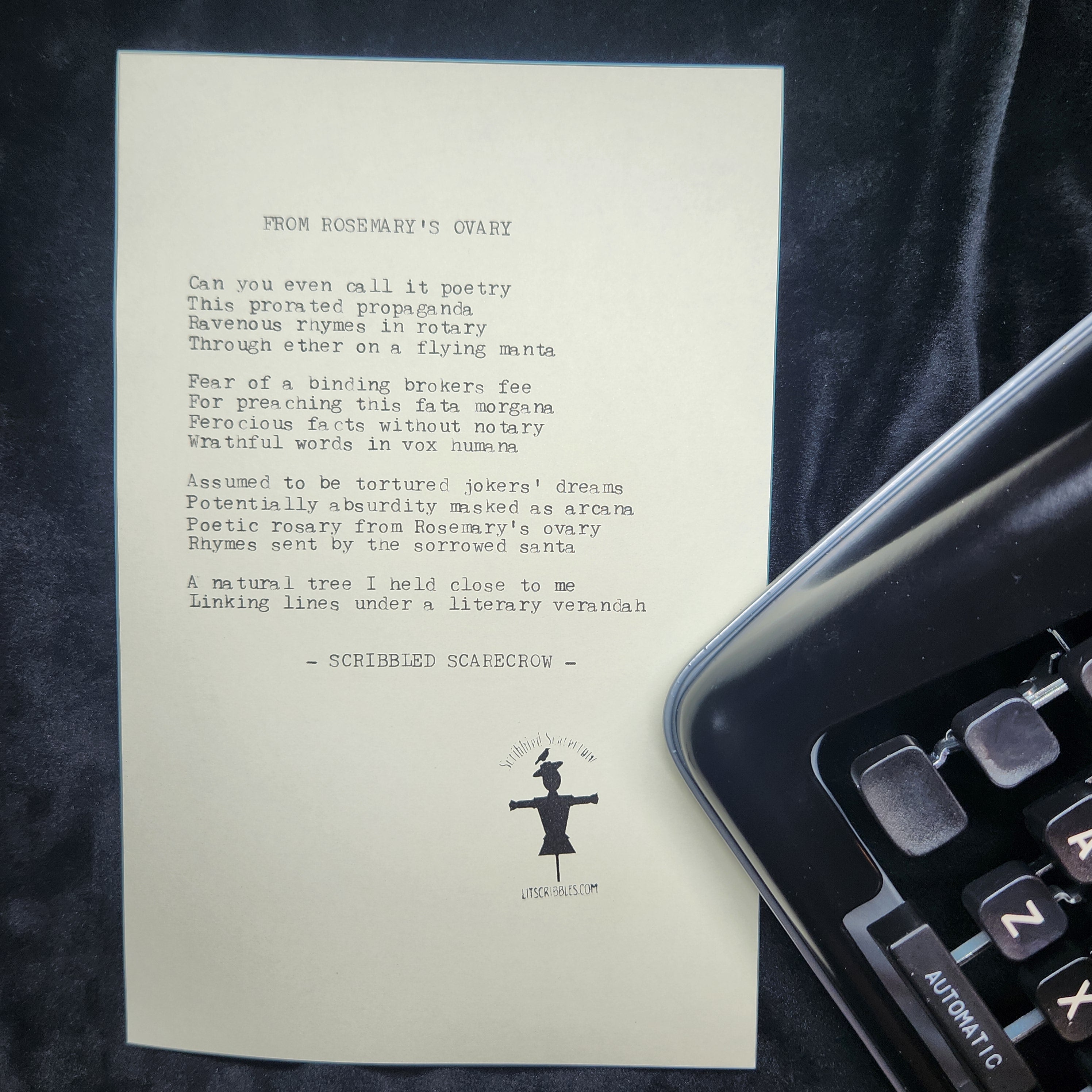 Rosemary's Ovary-Typewriter Poem 8.5x5.5"