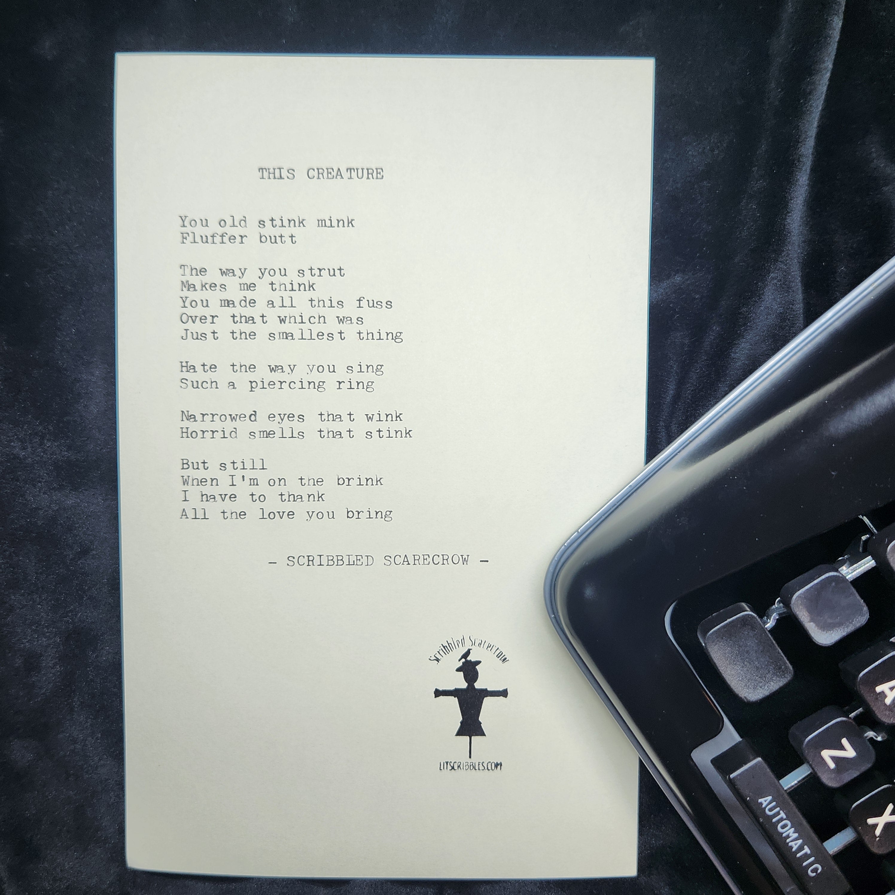 This Creature-Typewriter Poem 8.5x5.5"