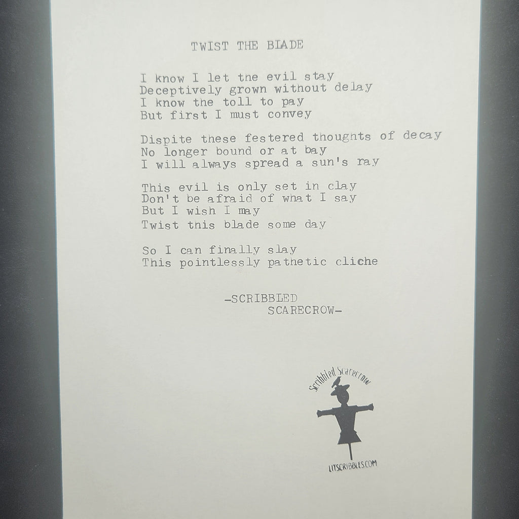 Twist the Blade-Typewriter Poem 8.5x5.5"