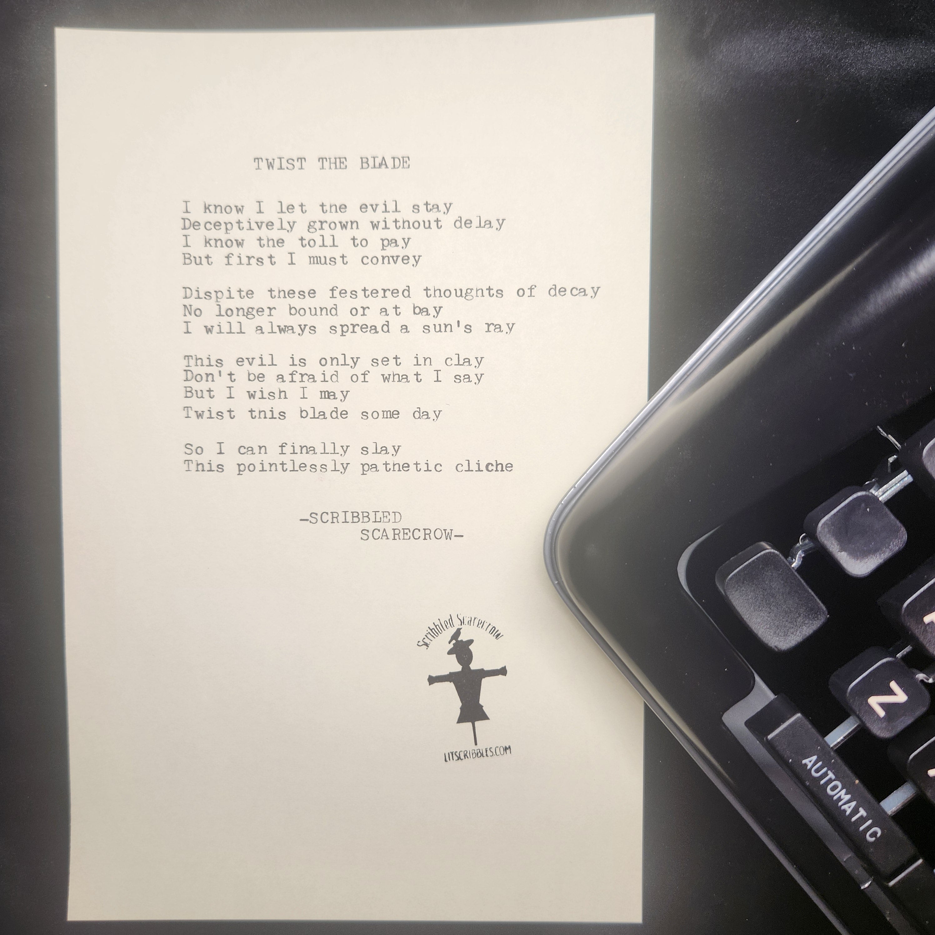 Twist the Blade-Typewriter Poem 8.5x5.5"